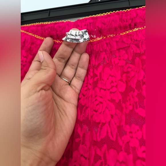 NWOT Free People All Day Lace Women’s Fuchsia Sheer Flare Coquette Pants Sz L - Picture 4 of 7